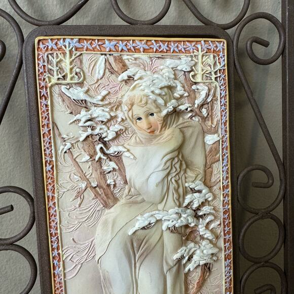 Four Seasons Winter Reproduction Ceramic & Metal Wall Decor - Picture 7 of 7